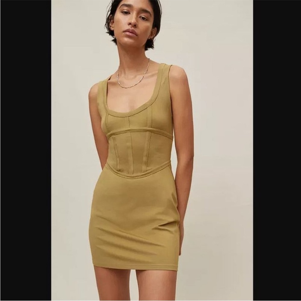URBAN OUTFITTERS UO Ramona Corset Knit
Mini Dress moss green size large NWT